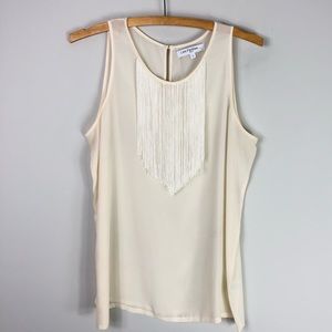 Les Petites French Fringe Silk Tank Top Sleeveless